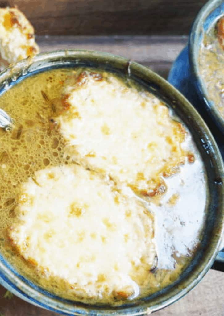 Close up of Keto French Onion Soup