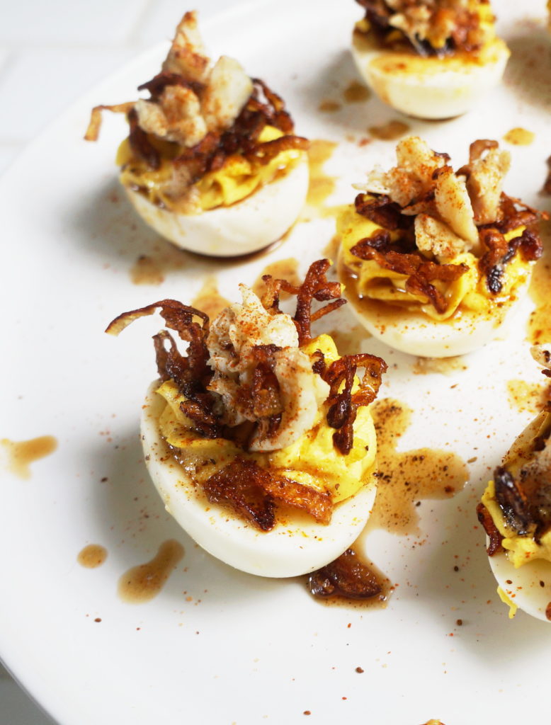 close up of Deviled Eggs