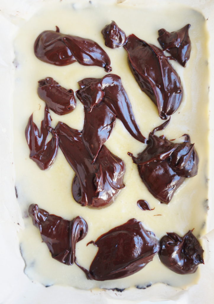 melted chocolate on top of brownies
