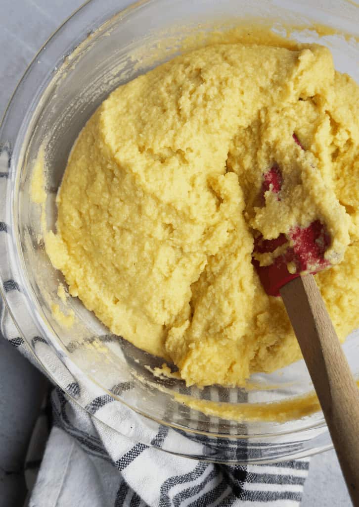 Keto Coffe Cake batter in a mixing bowl