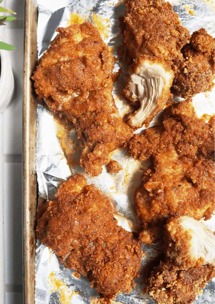 Keto Fried Chicken on a baking tray