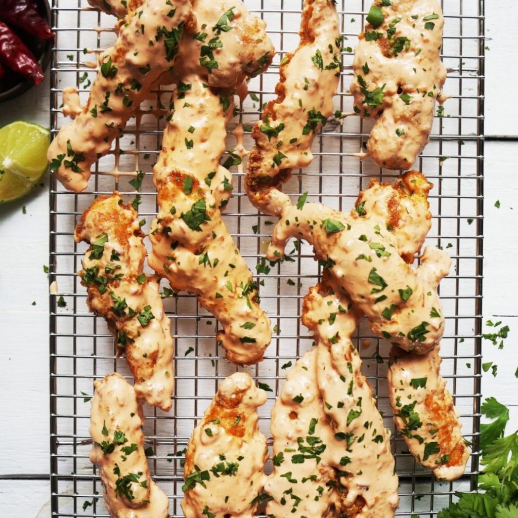 Keto Chicken Fingers with Bang Bang Sauce Clean Keto Lifestyle