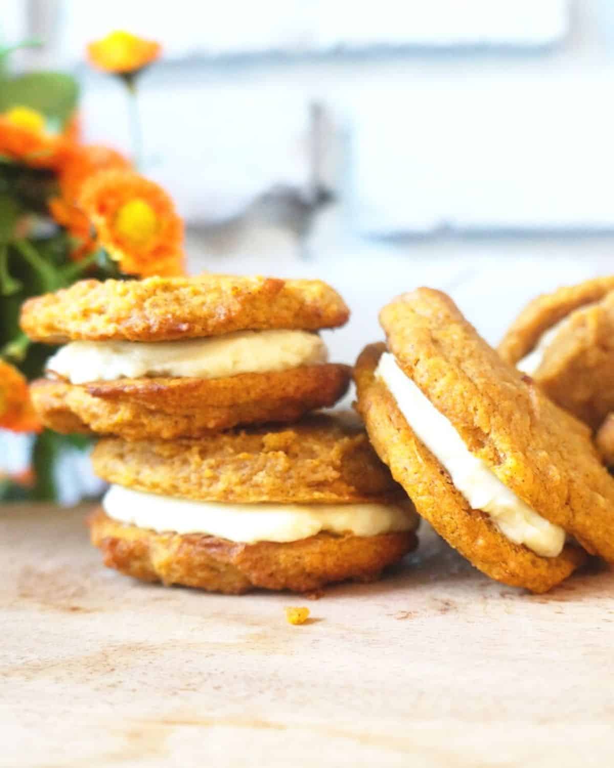 three whoopie pies stacked on top of each other