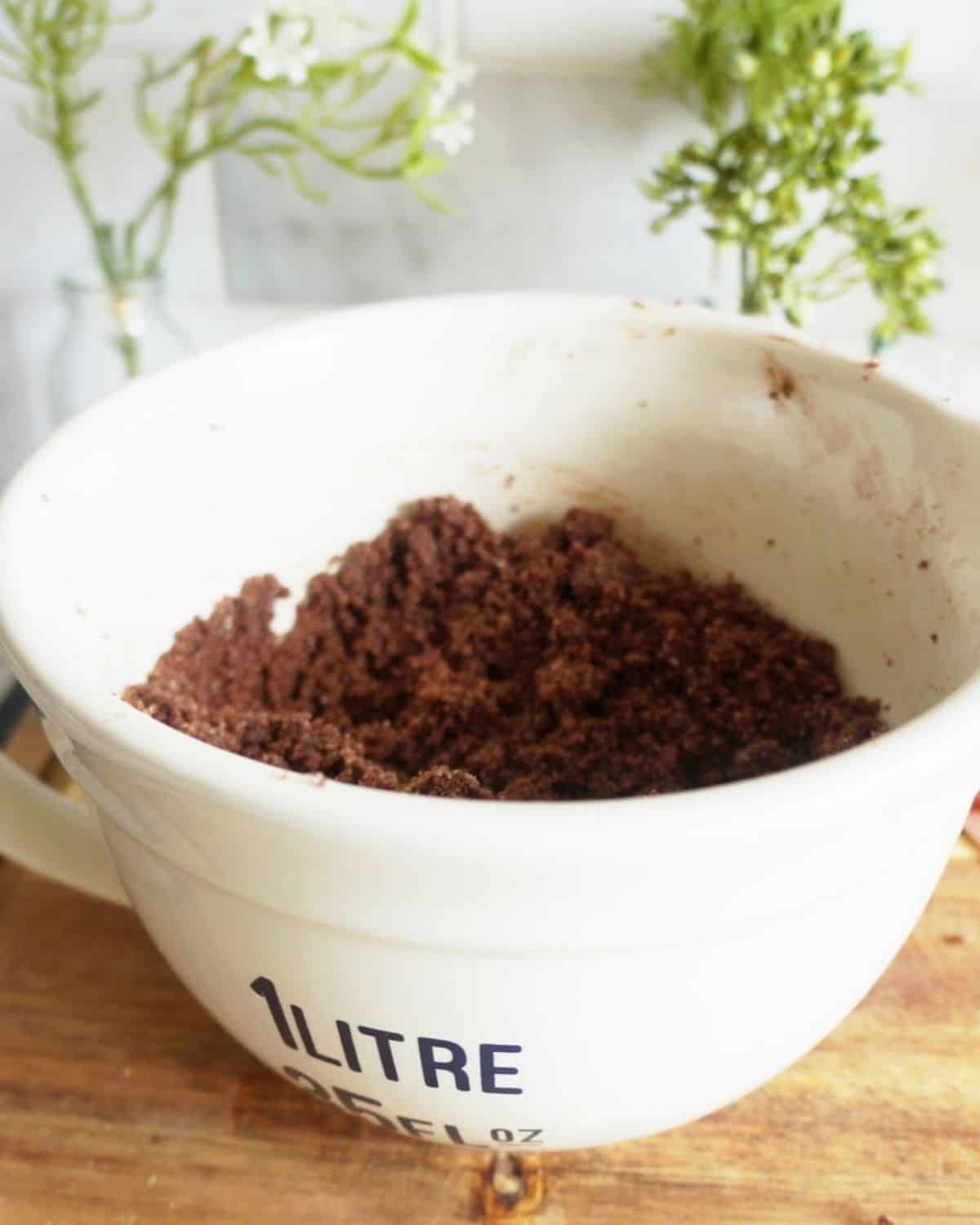 Mixing the dry ingredients together in a bowl.